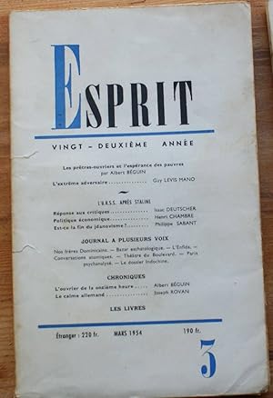 Esprit N° 3 de mars 1954 - Vingt-deuxième année
