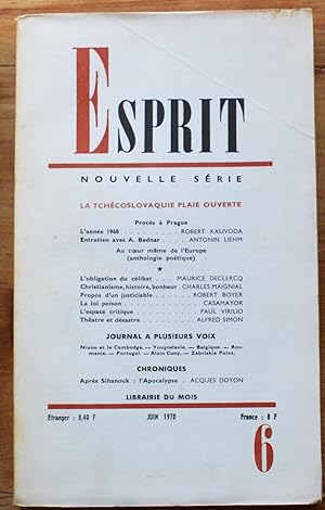 Image du vendeur pour Esprit N 6 de juin 1970 mis en vente par Aberbroc