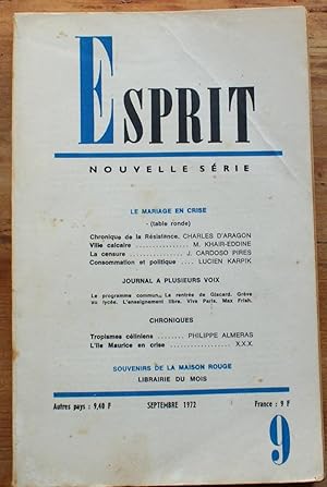Image du vendeur pour Esprit N 9 de septembre 1972 mis en vente par Aberbroc