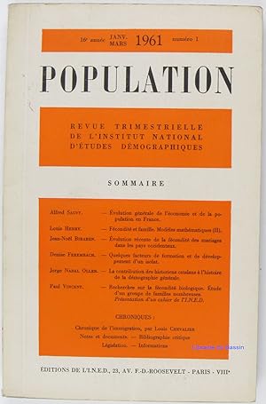 Image du vendeur pour Population N1 mis en vente par Librairie du Bassin