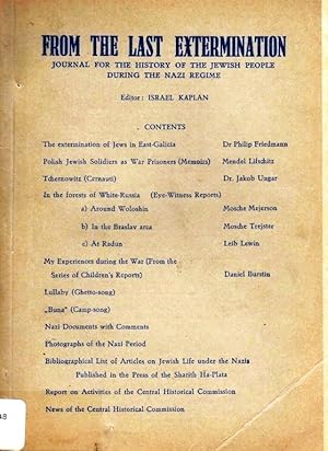 Image du vendeur pour FUN LETSTN CHURBN [FUN LETZTN KHURBAN / KHURBN / CHURBAN] : TSAYTSHRIFT FR GESHIKHTE FUN YIDISHN LEBN BETN NATSI-REZSHIM. FROM THE LAST EXTERMINATION: JOURNAL FOR THE HISTORY OF THE JEWISH PEOPLE DURING THE NAZI REGIME. Nr. 4. March 1947 mis en vente par Dan Wyman Books, LLC