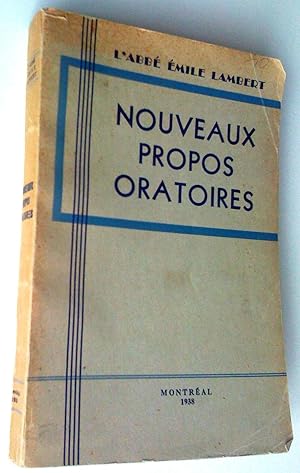 Seller image for Nouveaux propos oratoires for sale by Claudine Bouvier