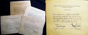 Image du vendeur pour 1936 - 1938 Four Certificates Granted for Studies Taken at the New York State College of Agriculture at Cornell University Extension Service (Long Island). mis en vente par Certain Books, ABAA