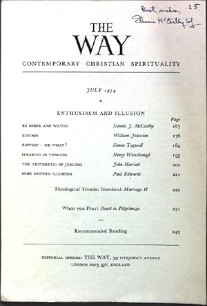 Bild des Verkufers fr Be sober and watch; From: The Way, Contemporary Christian Spirituality, July 1974; zum Verkauf von books4less (Versandantiquariat Petra Gros GmbH & Co. KG)