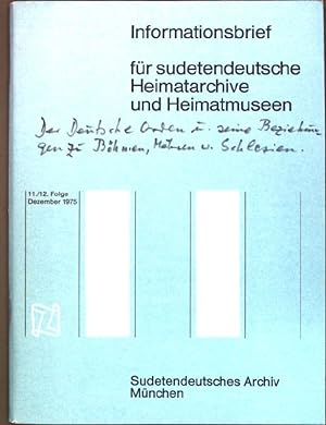 Seller image for Heimatforschung vor und nach der Vertreibung; in: 11./12. Folge Informationsbrief fr sudetendeutsche Heimatarchive und Heimatmuseen; for sale by books4less (Versandantiquariat Petra Gros GmbH & Co. KG)