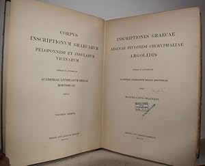 Bild des Verkufers fr Corpus inscriptionum Graecarum Peloponnesi et insularum vicinarum. Vol. I: Incriptiones Graecae Aeginae Pityonesi Cecryphaliae Argolidis. zum Verkauf von Antiquariat  Braun