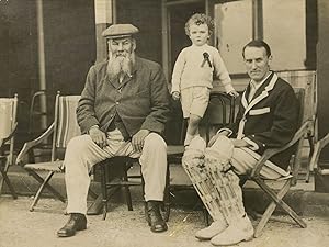 Seller image for A vintage gelatin silver photograph (approximately 150  200 mm) taken outdoors, against a close backdrop of a grandstand, of a distinguished-looking W.G. Grace in the twilight of his life for sale by Michael Treloar Booksellers ANZAAB/ILAB