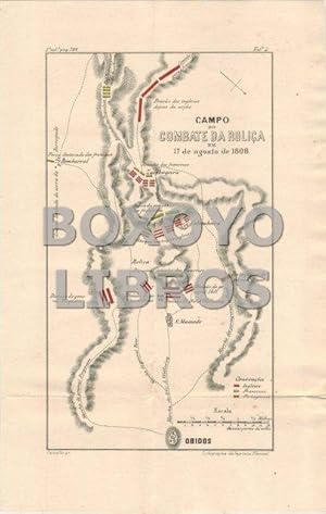 Campo do combate da Roliça en 17 de agosto de 1808. Grabado de Carvalho