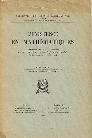 Bild des Verkufers fr L'existence en Mathmatiques zum Verkauf von Sylvain Par