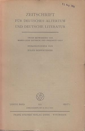 Zeitschrift für Deutsches Altertum und Deutsche Literatur. Anzeiger für Deutsches Altertum und De...
