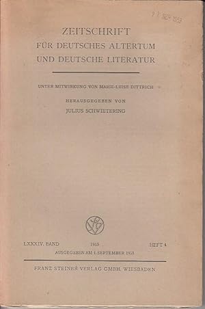 Zeitschrift für Deutsches Altertum und Deutsche Literatur. Anzeiger für Deutsches Altertum und De...