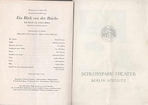 Imagen del vendedor de Ein Blick von der Brcke - Programmheft Nr. 53 des Schlosspark-Theaters Berlin Steglitz zur Deutschen Erstauffhrung 9. April 1956. a la venta por Antiquariat Carl Wegner