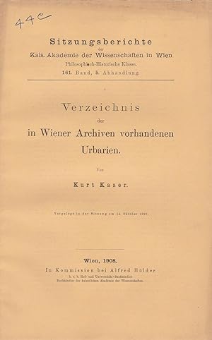 Seller image for Verzeichnis der in wiener archiven vorhandenen urbarien for sale by Pare Yannick