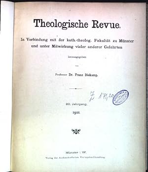 Bild des Verkufers fr Theologische Revue; 20. Jahrgang, 1921 zum Verkauf von books4less (Versandantiquariat Petra Gros GmbH & Co. KG)