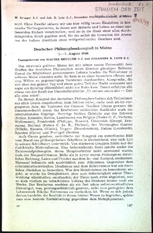Imagen del vendedor de Deutscher Philosophenkongre in Mainz, 1.-7. August 1948 a la venta por books4less (Versandantiquariat Petra Gros GmbH & Co. KG)
