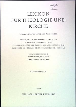 Seller image for Wertphilosophie - Wesel - Wessenberg aus: Lexikon fr Theologie und Kirche for sale by books4less (Versandantiquariat Petra Gros GmbH & Co. KG)