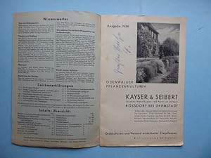 (Preisliste) Ausgabe 1939. Großkulturen und Versand winterharter Zierpflanzen.