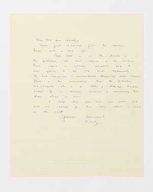 An autograph letter signed by the distinguished anthropologist ('Monty') to Rose and Harold [Sheard]