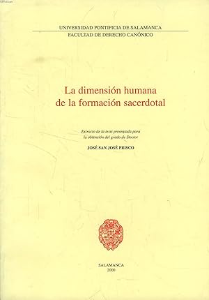 Imagen del vendedor de LA DIMENSION HUMANA DE LA FORMACION SACERDOTAL (EXTRACTO DE LA TESIS) a la venta por Le-Livre
