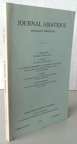 Journal asiatique Numéro 3-4 tome CCLXXXI