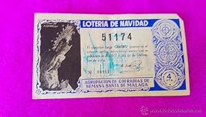 LOTERIA NACIONAL ORIGINAL, PARTICIPACION, A. DE COFRADIAS DE SEMANA SANTA DE MALAGA 1962 15X10