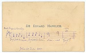 Seller image for Autograph musical quotation signed. for sale by Antiquariat INLIBRIS Gilhofer Nfg. GmbH