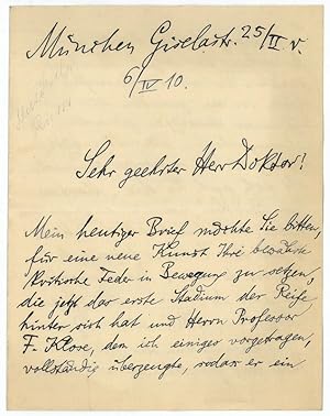 Bild des Verkufers fr Eigenh. Brief mit U. zum Verkauf von Antiquariat INLIBRIS Gilhofer Nfg. GmbH