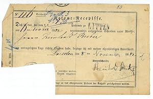 Bild des Verkufers fr Schriftstck mit eigenh. U. zum Verkauf von Antiquariat INLIBRIS Gilhofer Nfg. GmbH