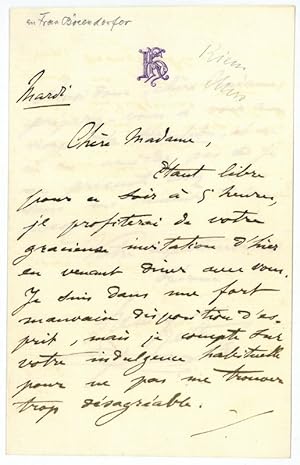 Seller image for Autograph letter signed. for sale by Antiquariat INLIBRIS Gilhofer Nfg. GmbH