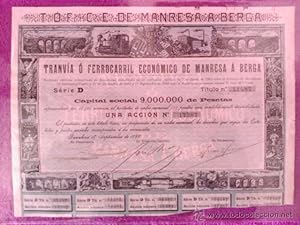 TRANVIA O FERROCARRIL ECONOMICO DE MANRESA A BERGA 1898