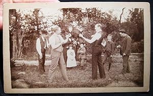 Bild des Verkufers fr Circa 1870 Cabinet Card Photograph of 2 Men Squaring Off for a Bare Knuckle Fistfight - Perhaps a Private "Matter of Honor". zum Verkauf von Certain Books, ABAA