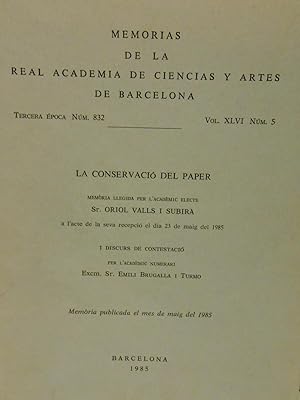 Imagen del vendedor de La conservaci del paper. a la venta por Llibreria Antiquria Casals