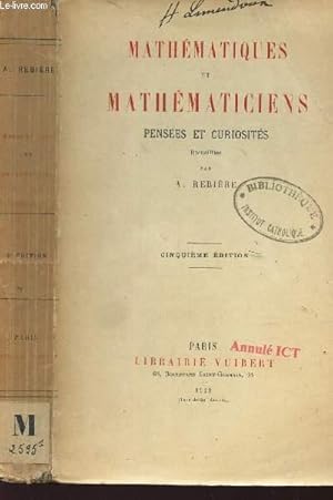 Bild des Verkufers fr MATHEMATIQUES ET MATHEMATICIENS - PENSEES ET CURIOSITES / 5e EDITION. zum Verkauf von Le-Livre