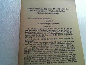 Bundesverfassungsgesetz vom 24. Juli 1946 über die Behandlung der Nationalsozialisten. - (Nationa...