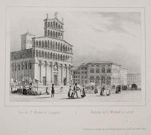 Lithographie-Ansicht von Arnout. Vue de St. Michael a Lucques / Veduta di S. Michele e Lucca.