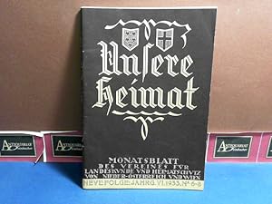 Unsere Heimat. - Jahrgang VI, 1933, neue Folge Nr. 6-8 - Zeitschrift des Vereines für Landeskunde...