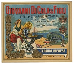 Bild des Verkufers fr Giovanni Di Cola & figli - etichetta pubblicitaria zum Verkauf von Studio Bibliografico Imprimatur