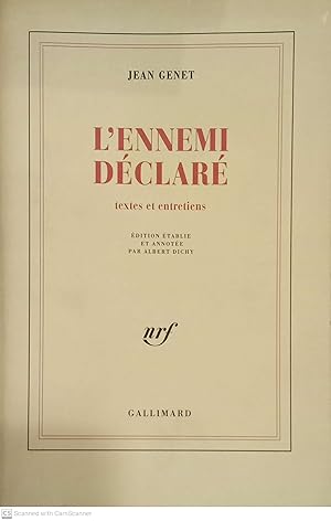 Seller image for L'ennemi dclar. textes et entretiens for sale by Llibres Capra