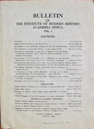 Bulletin of the Institute of Modern History, Academia Sinica. Vol. 1.