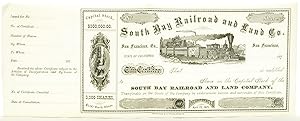 Seller image for South Bay Railroad and Land Co. Stock Certificate for sale by Eureka Books