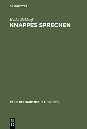 Imagen del vendedor de Knappes Sprechen a la venta por AHA-BUCH GmbH