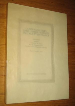 Lignes parallèles dans l'essor du droit en Italie et en France