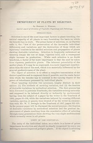 Seller image for Improvement of Plants By Selection ".from the Yearbook of the United States Department of Agriculture, 1898 for sale by Dorley House Books, Inc.