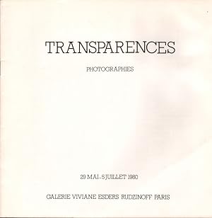 Bild des Verkufers fr Transparences : Photographies. 29 Mai - 5 Juillet 1980. zum Verkauf von Roland Antiquariat UG haftungsbeschrnkt