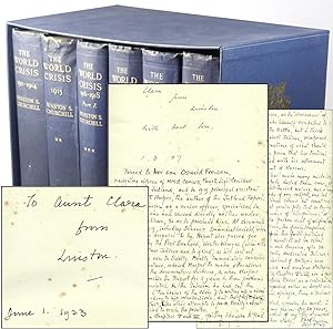 The World Crisis, a remarkable set of British first editions with five dated inscriptions from Ch...