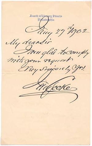 Seller image for Autograph Note Signed for sale by Main Street Fine Books & Mss, ABAA