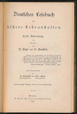 Deutsches Lesebuch fur hohere Lehranstalten: Erste Abteilung fur Sexta