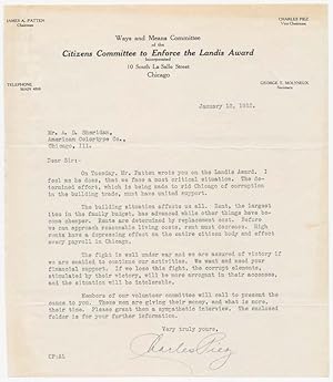 Seller image for Typed Letter Signed for sale by Main Street Fine Books & Mss, ABAA