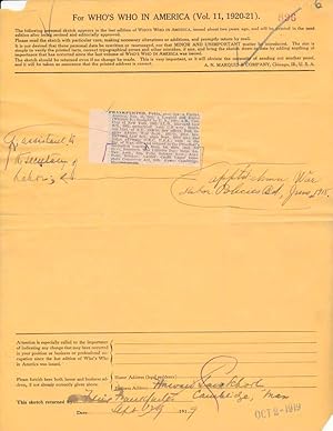 Bild des Verkufers fr Document Signed / Unsigned Photograph zum Verkauf von Main Street Fine Books & Mss, ABAA