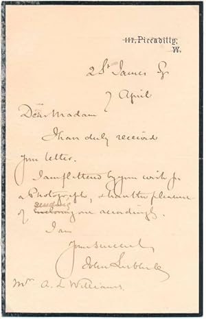 Seller image for Autograph Note Signed for sale by Main Street Fine Books & Mss, ABAA